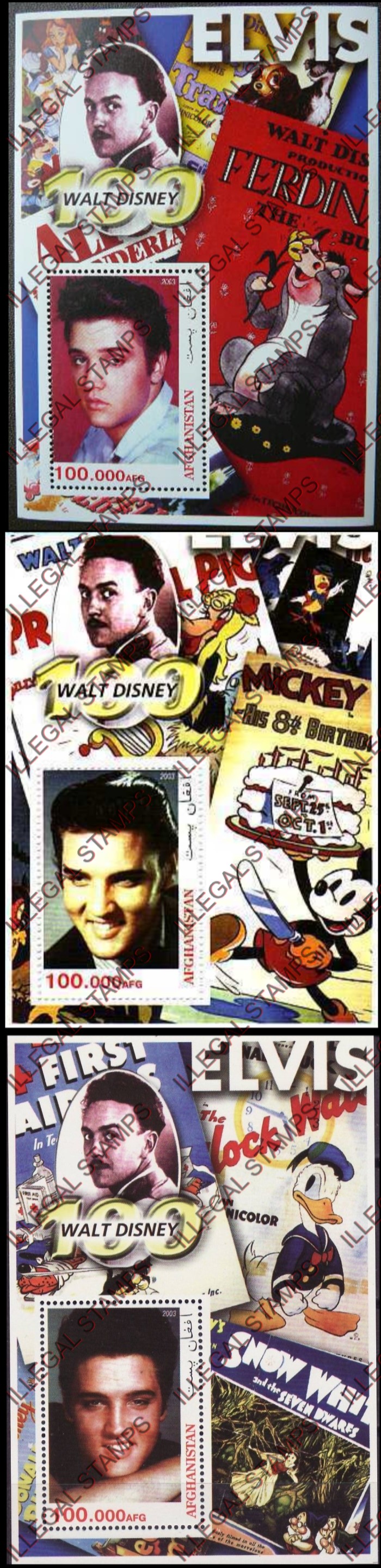 Afghanistan 2003 Elvis Presley Illegal Stamp Souvenir Sheets Afghanistan 2003 Elvis Presley Illegal Stamp Souvenir Sheets