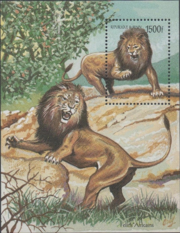 Benin 2001 Lions Souvenir Sheet Benin 2001 Lions Souvenir Sheet