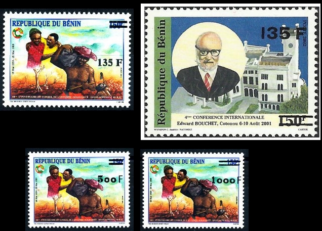 Benin 2002 Surcharged Stamps Benin 2002 Surcharged Stamps