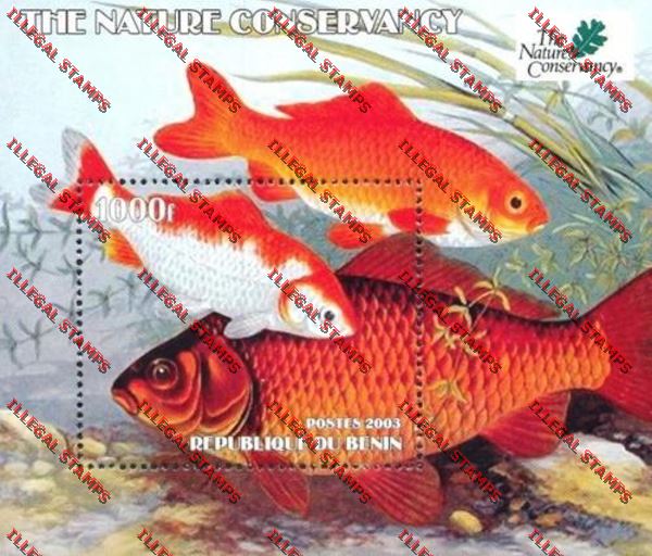 Benin 2003 Tropical Fish Nature Conservancy Illegal Stamp Souvenir Sheet Benin 2003 Tropical Fish Nature Conservancy Illegal Stamp Souvenir Sheet