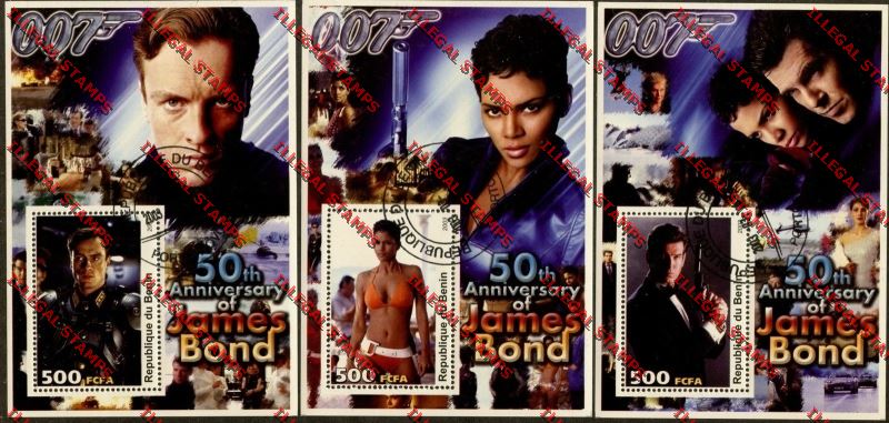 Benin 2003 James Bond Illegal Stamp Souvenir Sheets Benin 2003 James Bond Illegal Stamp Souvenir Sheets