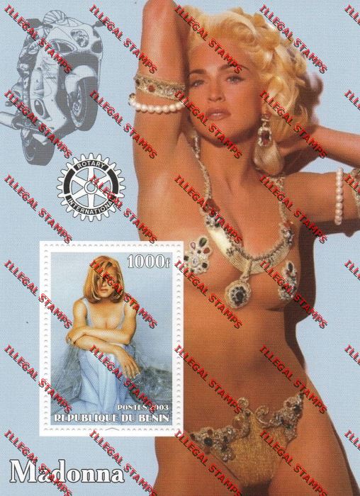 Benin 2003 Madonna with Rotary Emblem Illegal Stamp Souvenir Sheet Benin 2003 Madonna with Rotary Emblem Illegal Stamp Souvenir Sheet