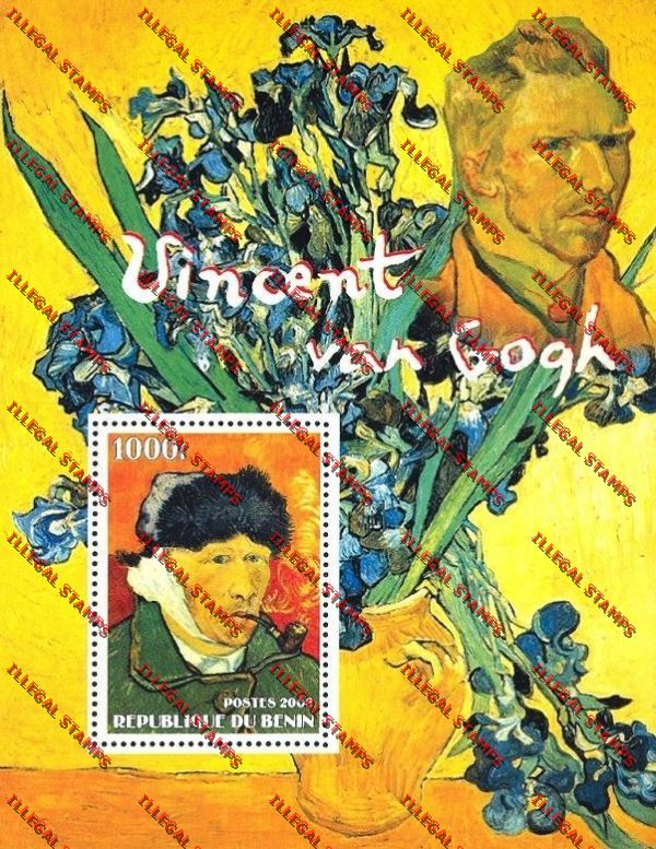 Benin 2003 Vincent Van Gogh Illegal Stamp Souvenir Sheet Benin 2003 Vincent Van Gogh Illegal Stamp Souvenir Sheet