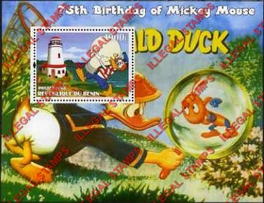 Benin 2004 Disney Mickey Mouse Donald Duck Lighthouse Illegal Stamp Souvenir Sheet of 1 Benin 2004 Disney Mickey Mouse Donald Duck Lighthouse Illegal Stamp Souvenir Sheet of 1