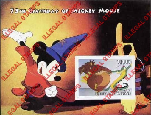 Benin 2004 Disney Mickey Mouse Fantasia Illegal Stamp Souvenir Sheet of 1 Benin 2004 Disney Mickey Mouse Fantasia Illegal Stamp Souvenir Sheet of 1