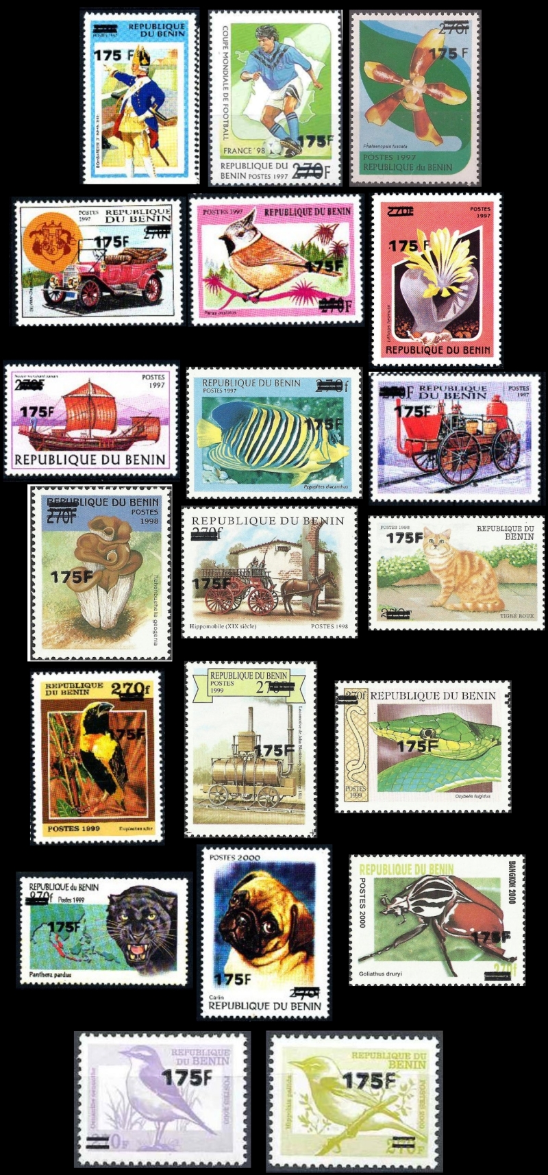 Benin 2005 Surcharged Stamps without Scott Numbers but listed in Michel Benin 2005 Surcharged Stamps without Scott Numbers but listed in Michel