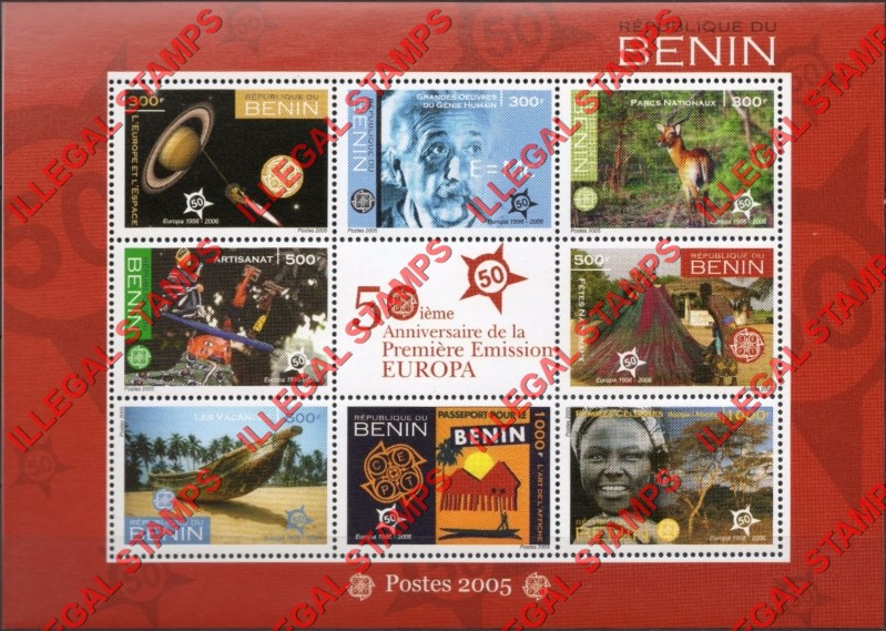 Benin 2005 EUROPA Illegal Stamp Sheetlet of 9 Benin 2005 EUROPA Illegal Stamp Sheetlet of 9