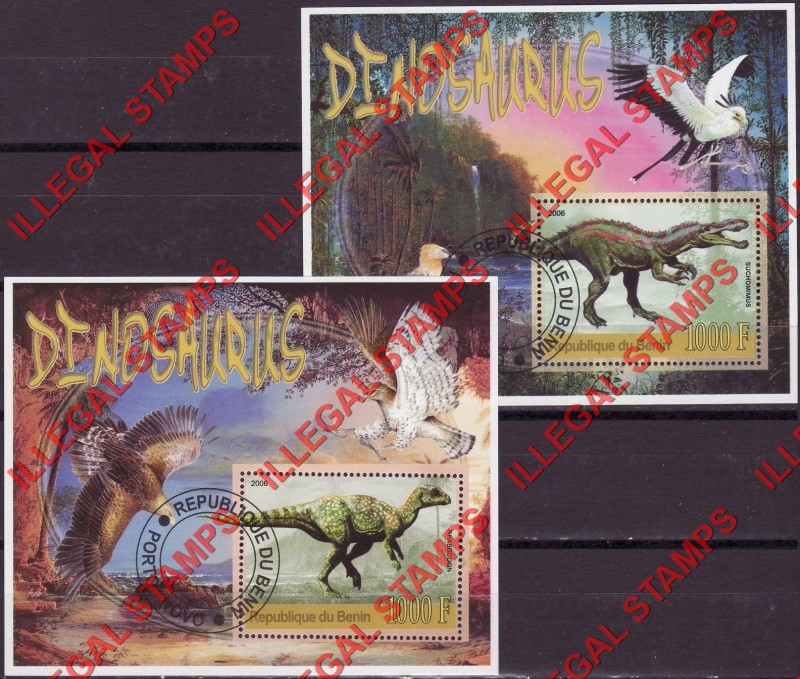 Benin 2006 Dinosaurs Illegal Stamp Souvenir Sheets of 1 Benin 2006 Dinosaurs Illegal Stamp Souvenir Sheets of 1