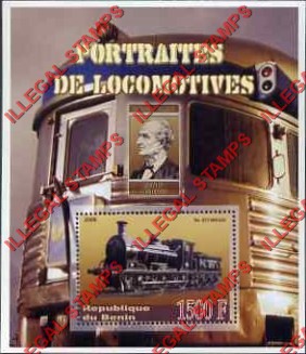 Benin 2006 Locomotives Illegal Stamp Souvenir Sheet of 1 Benin 2006 Locomotives Illegal Stamp Souvenir Sheet of 1