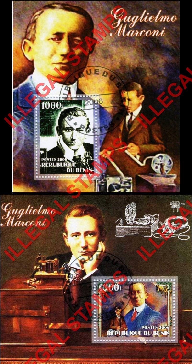 Benin 2006 Marconi Illegal Stamp Souvenir Sheets of 1 Benin 2006 Marconi Illegal Stamp Souvenir Sheets of 1