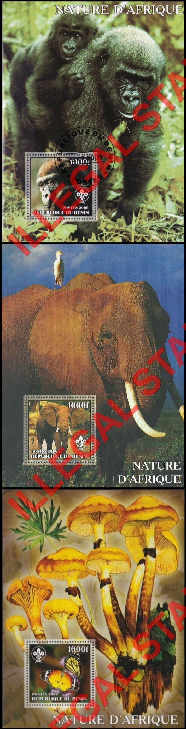 Benin 2006 Nature of Africa Illegal Stamp Souvenir Sheets of 1 (Part 2) Benin 2006 Nature of Africa Illegal Stamp Souvenir Sheets of 1 (Part 2)