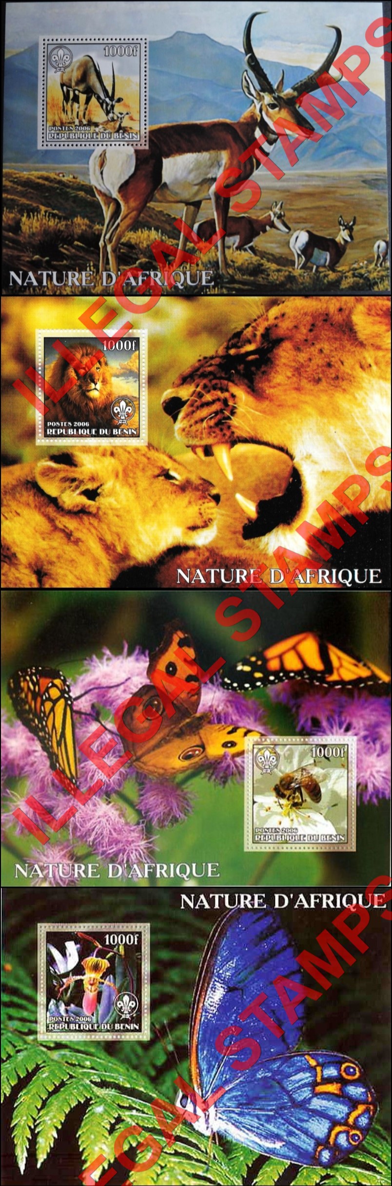 Benin 2006 Nature of Africa Illegal Stamp Souvenir Sheets of 1 (Part 3) Benin 2006 Nature of Africa Illegal Stamp Souvenir Sheets of 1 (Part 3)