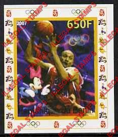 Benin 2007 Basketball and Disney Character Illegal Stamp Deluxe Souvenir Sheets of 1 Benin 2007 Basketball and Disney Character Illegal Stamp Deluxe Souvenir Sheets of 1