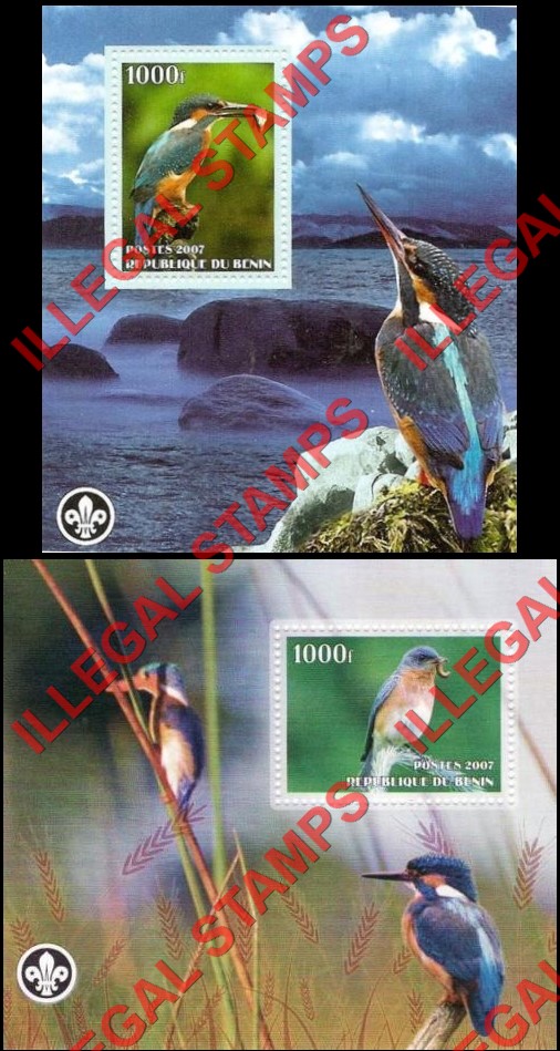 Benin 2007 Birds Illegal Stamp Souvenir Sheets of 1 Benin 2007 Birds Illegal Stamp Souvenir Sheets of 1