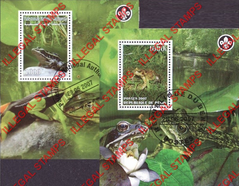 Benin 2007 Frogs and Toads Illegal Stamp Souvenir Sheets of 1 Benin 2007 Frogs and Toads Illegal Stamp Souvenir Sheets of 1