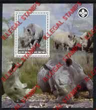 Benin 2007 Rhinos Rhinoceros Illegal Stamp Souvenir Sheet of 1 Benin 2007 Rhinos Rhinoceros Illegal Stamp Souvenir Sheet of 1