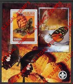 Benin 2008 Butterflies Illegal Stamp Souvenir Sheet of 1 Benin 2008 Butterflies Illegal Stamp Souvenir Sheet of 1