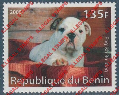 Benin 2008 Dogs Billdog Illegal Stamp Benin 2008 Dogs Bulldog Illegal Stamp