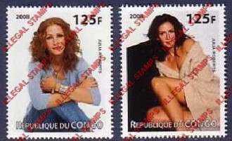 Benin 2008 Famous People Julia Roberts Illegal Stamps Benin 2008 Famous People Julia Roberts Illegal Stamps