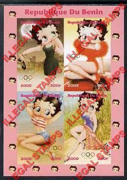 Benin 2009 Betty Boop Illegal Stamp Souvenir Sheet of 4 Benin 2009 Betty Boop Illegal Stamp Souvenir Sheet of 4