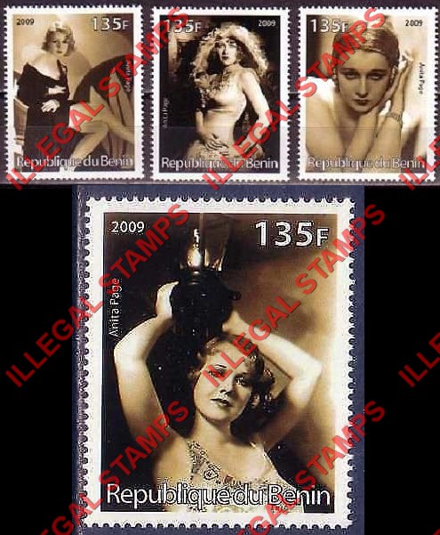 Benin 2009 Famous People Anita Page Counterfeit Illegal Stamps Benin 2009 Famous People Anita Page Counterfeit Illegal Stamps