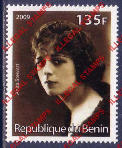 Benin 2009 Famous People Anita Stewart Counterfeit Illegal Stamp Benin 2009 Famous People Anita Stewart Counterfeit Illegal Stamp