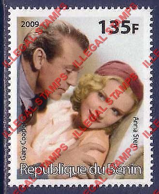 Benin 2009 Famous People Anna Sten and Gary Cooper Counterfeit Illegal Stamp Benin 2009 Famous People Anna Sten and Gary Cooper Counterfeit Illegal Stamp