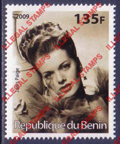 Benin 2009 Famous People Janis Paige Counterfeit Illegal Stamp Benin 2009 Famous People Janis Paige Counterfeit Illegal Stamp
