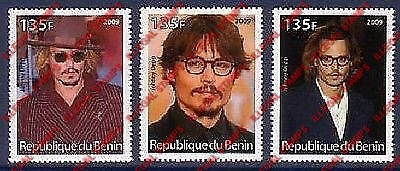 Benin 2009 Famous People Johnny Depp Counterfeit Illegal Stamps Benin 2009 Famous People Johnny Depp Counterfeit Illegal Stamps