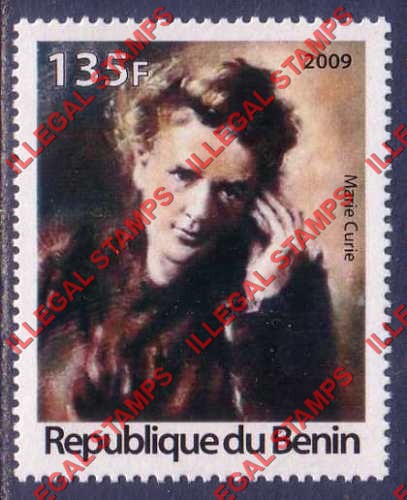 Benin 2009 Famous People Marie Curie Counterfeit Illegal Stamp Benin 2009 Famous People Marie Curie Counterfeit Illegal Stamp