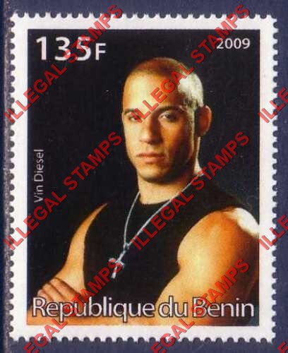 Benin 2009 Famous People Vin Diesel Counterfeit Illegal Stamp Benin 2009 Famous People Vin Diesel Counterfeit Illegal Stamp