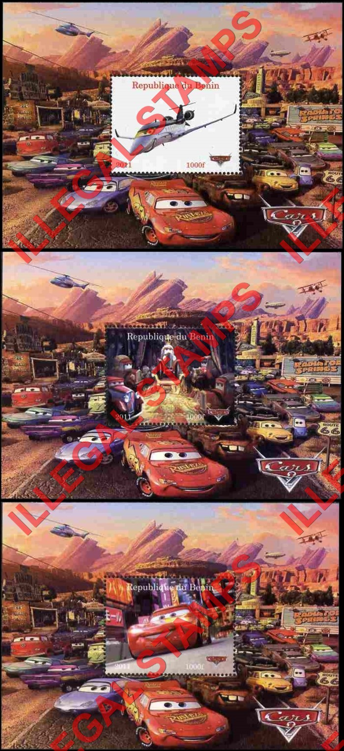 Benin 2010 Cars 2 Animation Cartoon Illegal Stamp Souvenir Sheets of 1 (Part 1) Benin 2011 Cars 2 Animation Cartoon Illegal Stamp Souvenir Sheets of 1 (Part 1)