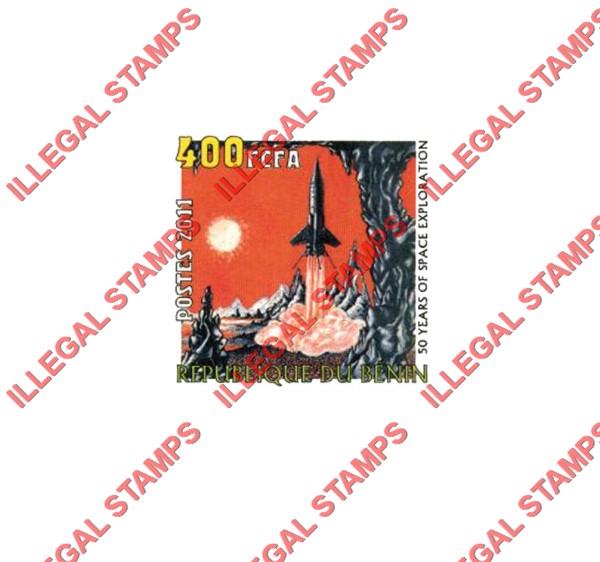 Benin 2011 Space Exploration Illegal Stamp Deluxe Proof Sheet of 1 Benin 2011 Space Exploration Illegal Stamp Deluxe Proof Sheet of 1
