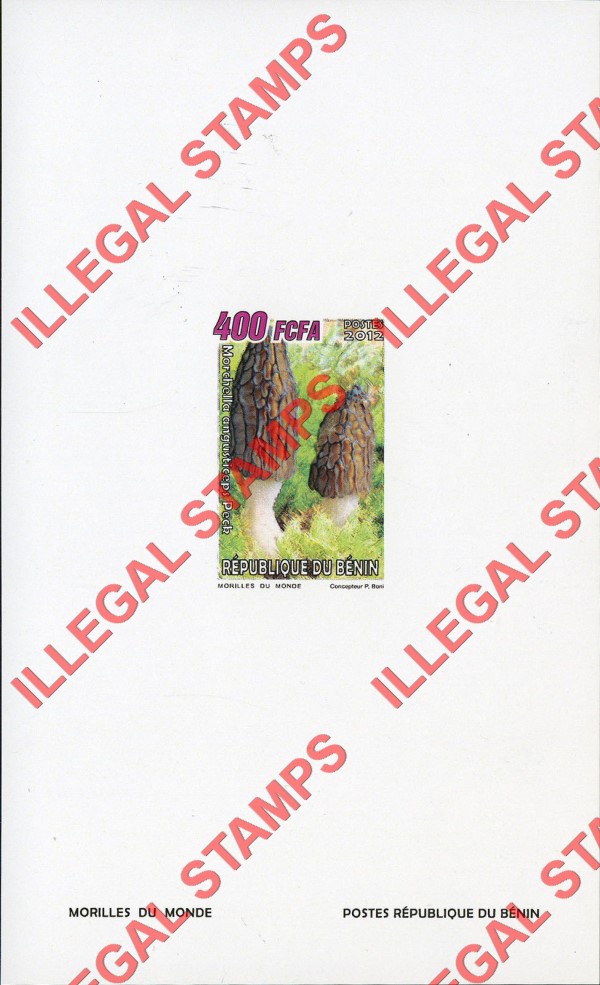 Benin 2012 Mushrooms Illegal Stamp Deluxe Proof Sheet of 1 Benin 2012 Mushrooms Illegal Stamp Deluxe Proof Sheet of 1