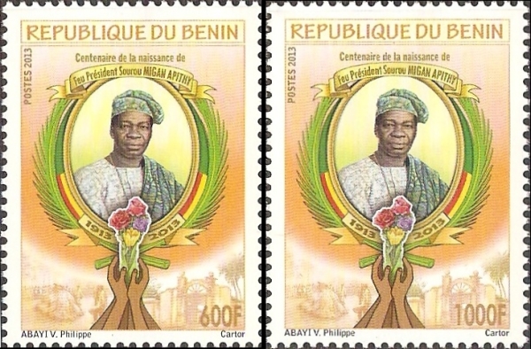 Benin 2013 Centenary of Birth of Former President Sourou Migan Apithy Scott 1495-1496 Benin 2013 Centenary of Birth of Former President Sourou Migan Apithy Scott 1495-1496