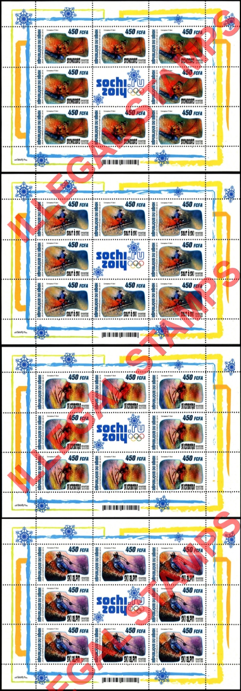 Benin 2013 Winter Olympic Games (2014) Illegal Stamp Sheetlets of 9 (Part 2) Benin 2013 Winter Olympic Games (2014) Illegal Stamp Sheetlets of 9 (Part 2)