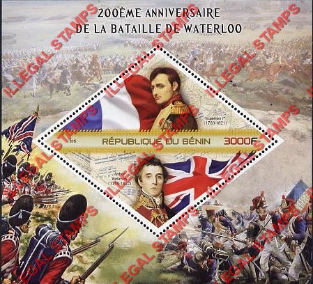 Benin 2015 Battle of Waterloo Illegal Stamp Souvenir Sheet of 1 Benin 2015 Battle of Waterloo Illegal Stamp Souvenir Sheet of 1