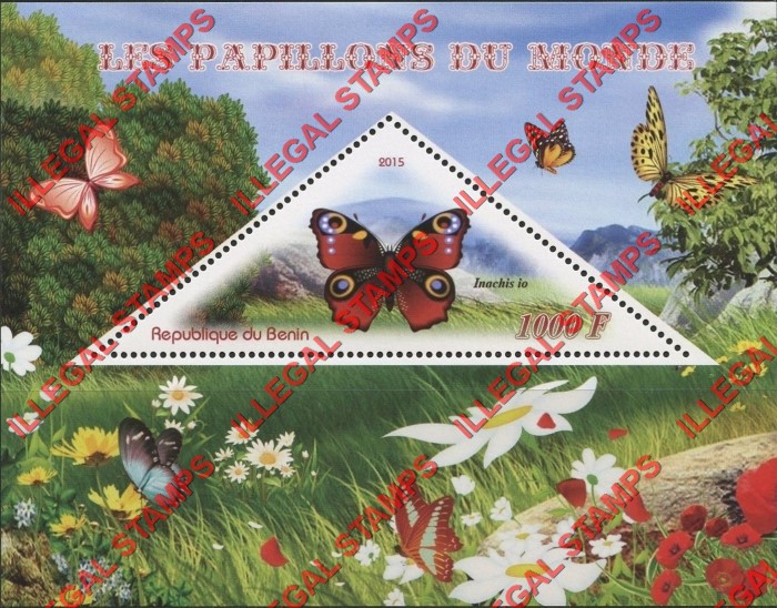 Benin 2015 Butterflies Illegal Stamp Souvenir Sheet of 1 Benin 2015 Butterflies Illegal Stamp Souvenir Sheet of 1