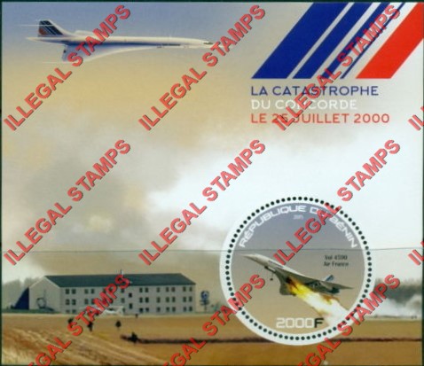 Benin 2015 Concorde Illegal Stamp Souvenir Sheet of 1 Benin 2015 Concorde Illegal Stamp Souvenir Sheet of 1