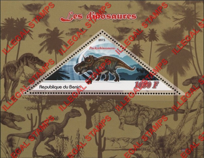 Benin 2015 Dinosaurs Illegal Stamp Souvenir Sheet of 1 (Type 2) Benin 2015 Dinosaurs Illegal Stamp Souvenir Sheet of 1 (Type 2)