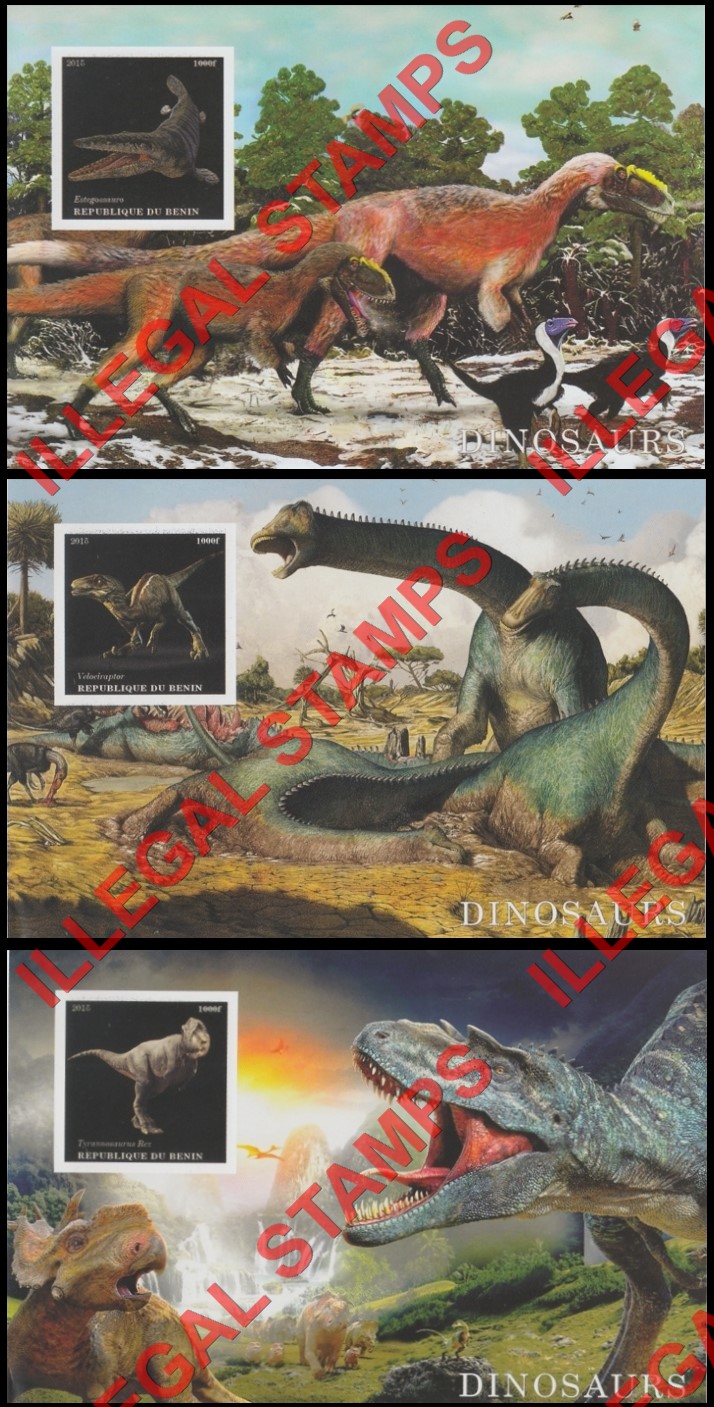 Benin 2015 Dinosaurs Illegal Stamp Souvenir Sheet of 1 (Type 3 Part 1) Benin 2015 Dinosaurs Illegal Stamp Souvenir Sheet of 1 (Type 3 Part 1)