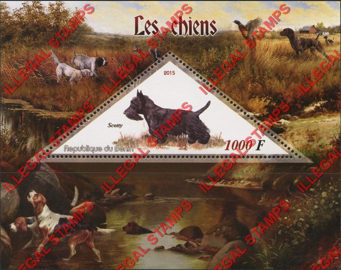 Benin 2015 Dogs Illegal Stamp Souvenir Sheet of 1 Benin 2015 Dogs Illegal Stamp Souvenir Sheet of 1