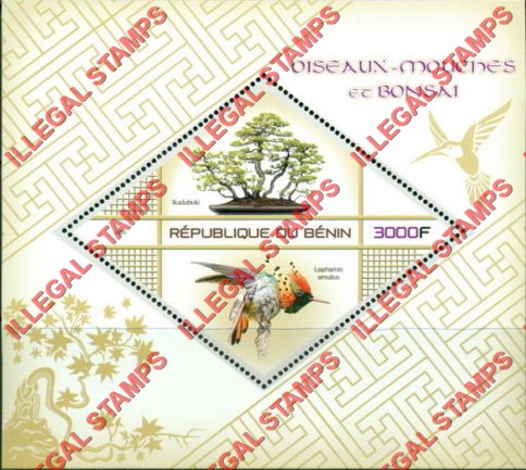 Benin 2015 Hummingbirds and Bonzai Tree Illegal Stamp Souvenir Sheet of 1 Benin 2015 Hummingbirds and Bonzai Tree Illegal Stamp Souvenir Sheet of 1
