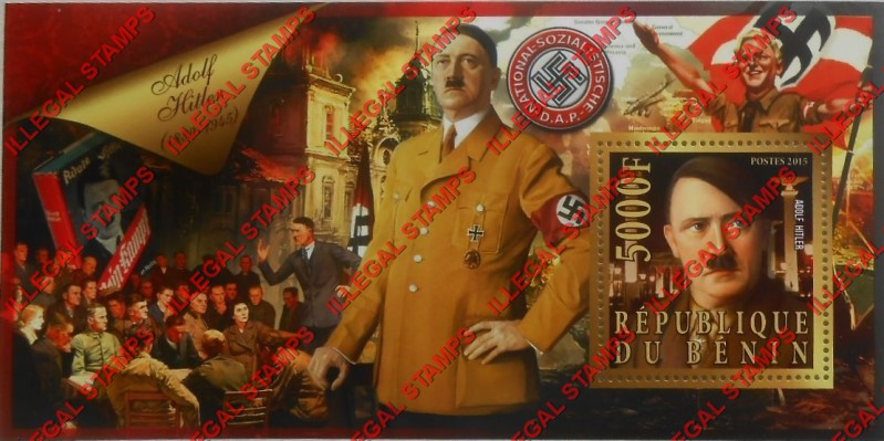 Benin 2015 Leaders Adolf Hitler Illegal Stamp Souvenir Sheet of 1 Benin 2015 Leaders Adolf Hitler Illegal Stamp Souvenir Sheet of 1