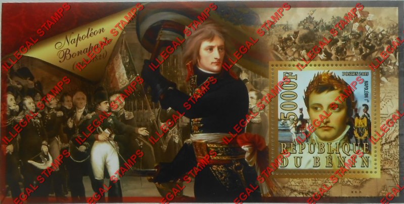 Benin 2015 Leaders Napoleon Bonaparte Illegal Stamp Souvenir Sheet of 1 Benin 2015 Leaders Napoleon Bonaparte Illegal Stamp Souvenir Sheet of 1