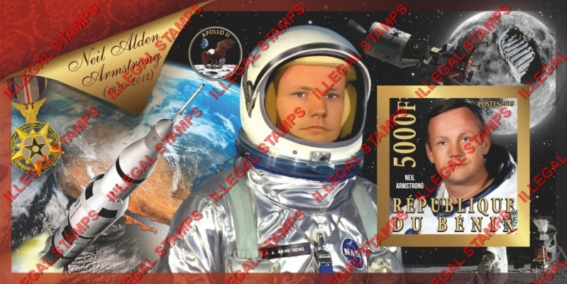 Benin 2015 Leaders Neil Armstrong Illegal Stamp Souvenir Sheet of 1 Benin 2015 Leaders Neil Armstrong Illegal Stamp Souvenir Sheet of 1