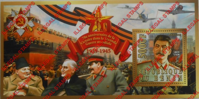 Benin 2015 Leaders in World War II Illegal Stamp Souvenir Sheet of 1 Benin 2015 Leaders in World War II Illegal Stamp Souvenir Sheet of 1