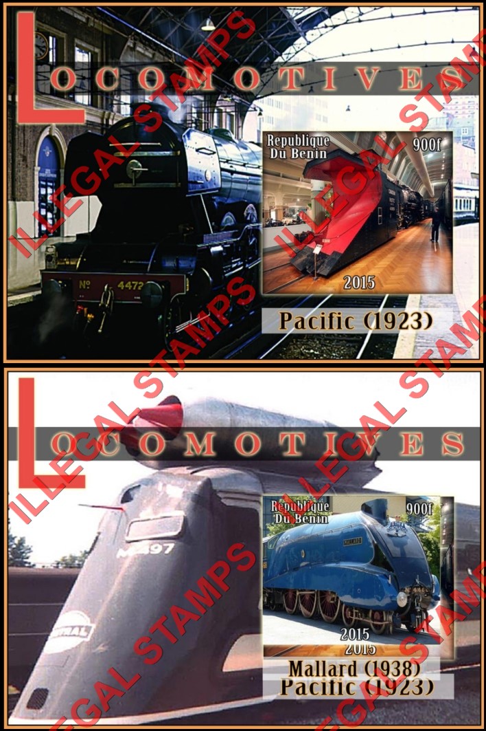 Benin 2015 Locomotives Illegal Stamp Souvenir Sheets of 1 (Part 2) Benin 2015 Locomotives Illegal Stamp Souvenir Sheets of 1 (Part 2)
