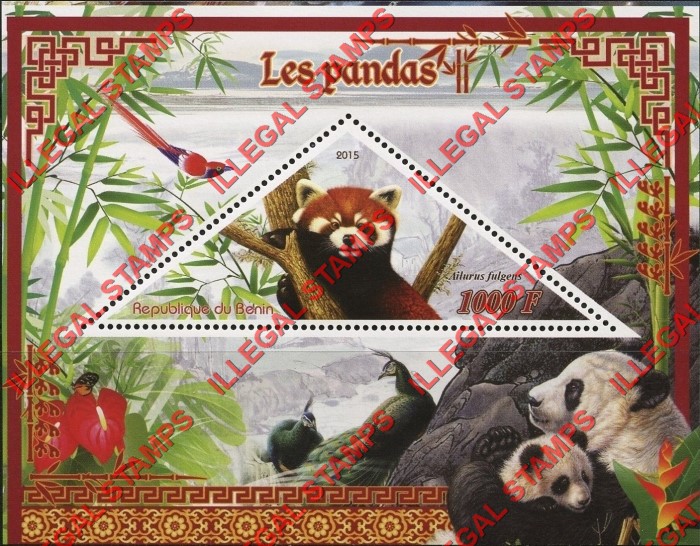 Benin 2015 Pandas Illegal Stamp Souvenir Sheet of 1 Benin 2015 Pandas Illegal Stamp Souvenir Sheet of 1