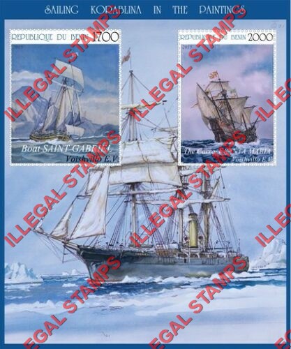 Benin 2015 Sailing Ships Paintings Illegal Stamp Souvenir Sheet of 2 Benin 2015 Sailing Ships Paintings Illegal Stamp Souvenir Sheet of 2